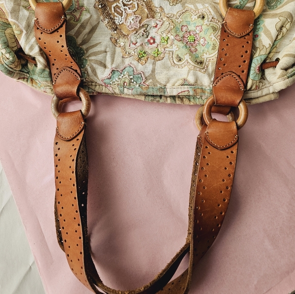 Fossil Beaded Canvas & Leather Bag - Picture 9 of 14